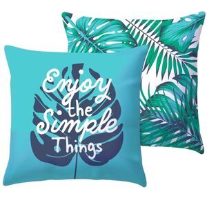 Mainstays Enjoy The Simple Things Reversible Outdoor Throw Pillow, 16"